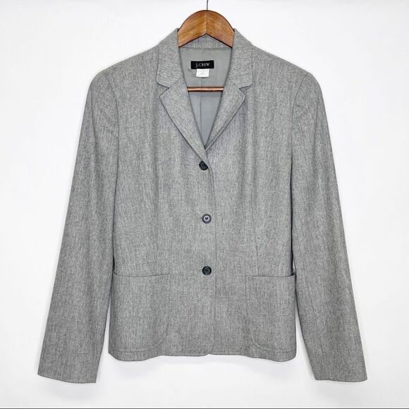 J. Crew Wool Blazer Gray 3 Button Size 6 - Picture 1 of 6